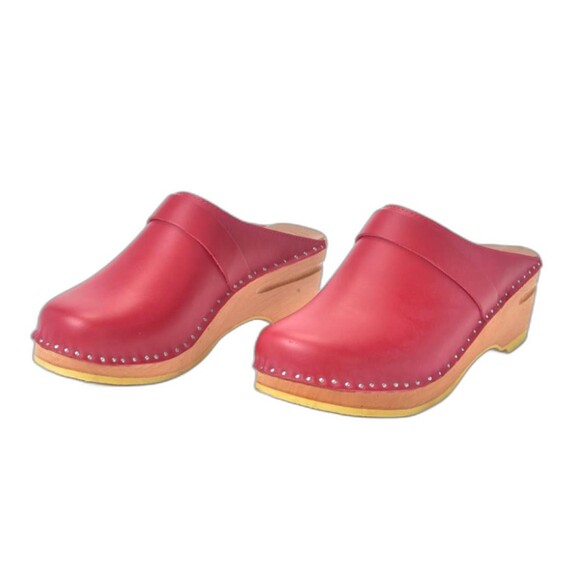 Trocentorp of Sweeden Devici Red Leather Clogs Size 40 - Picture 2 of 7